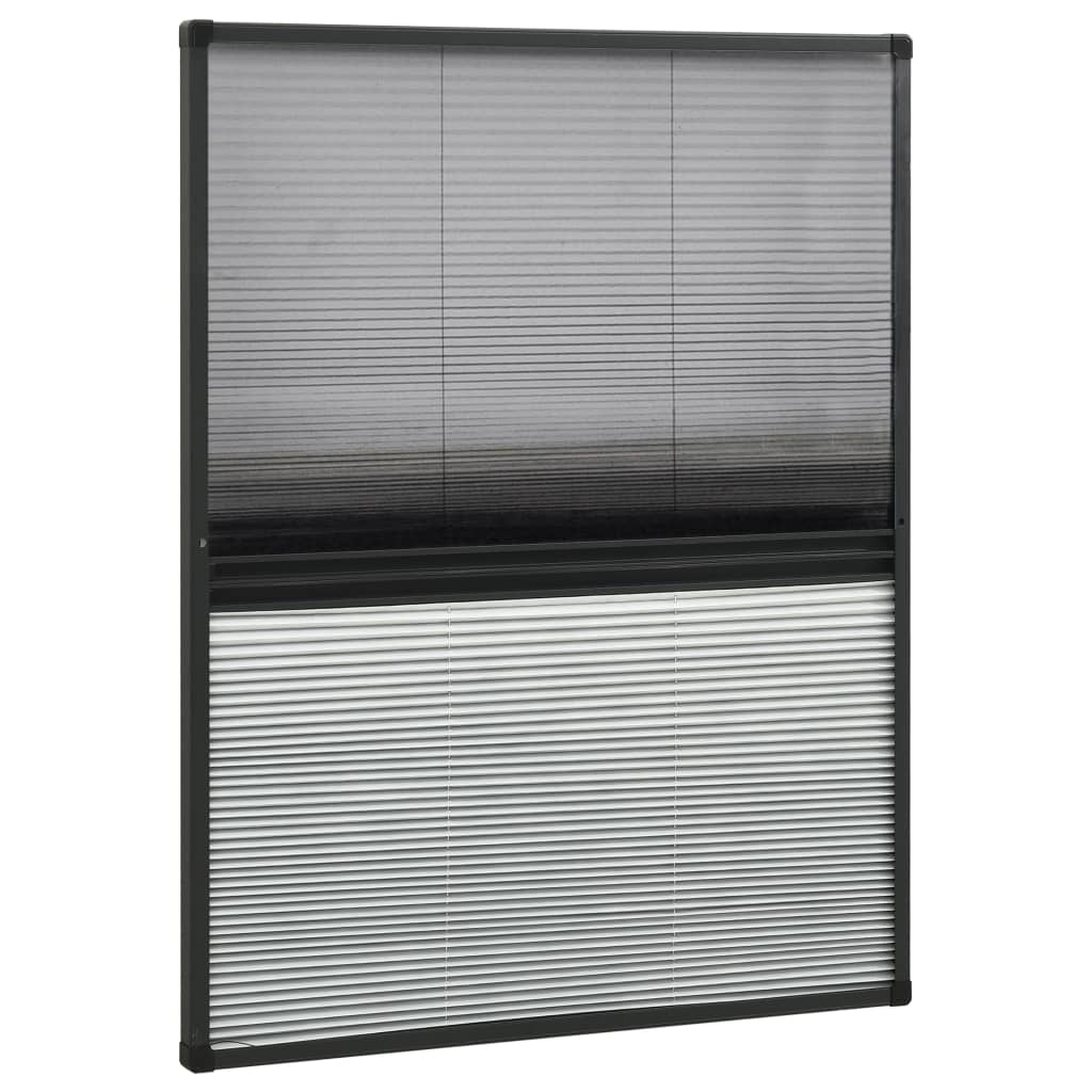 Pleated insect net for the window, aluminum, 80 x 100 cm with blind