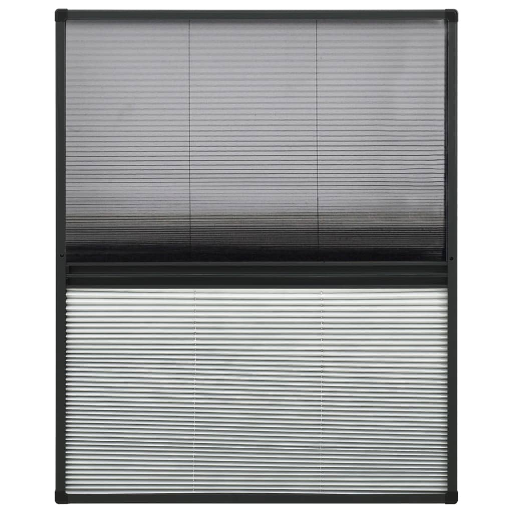 Pleated insect net for the window, aluminum, 80 x 100 cm with blind