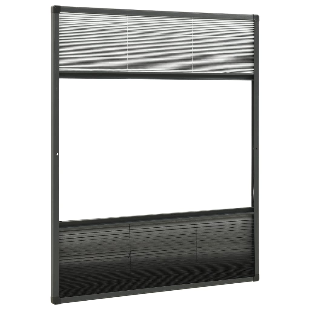 Pleated insect net for the window, aluminum, 80 x 100 cm with blind