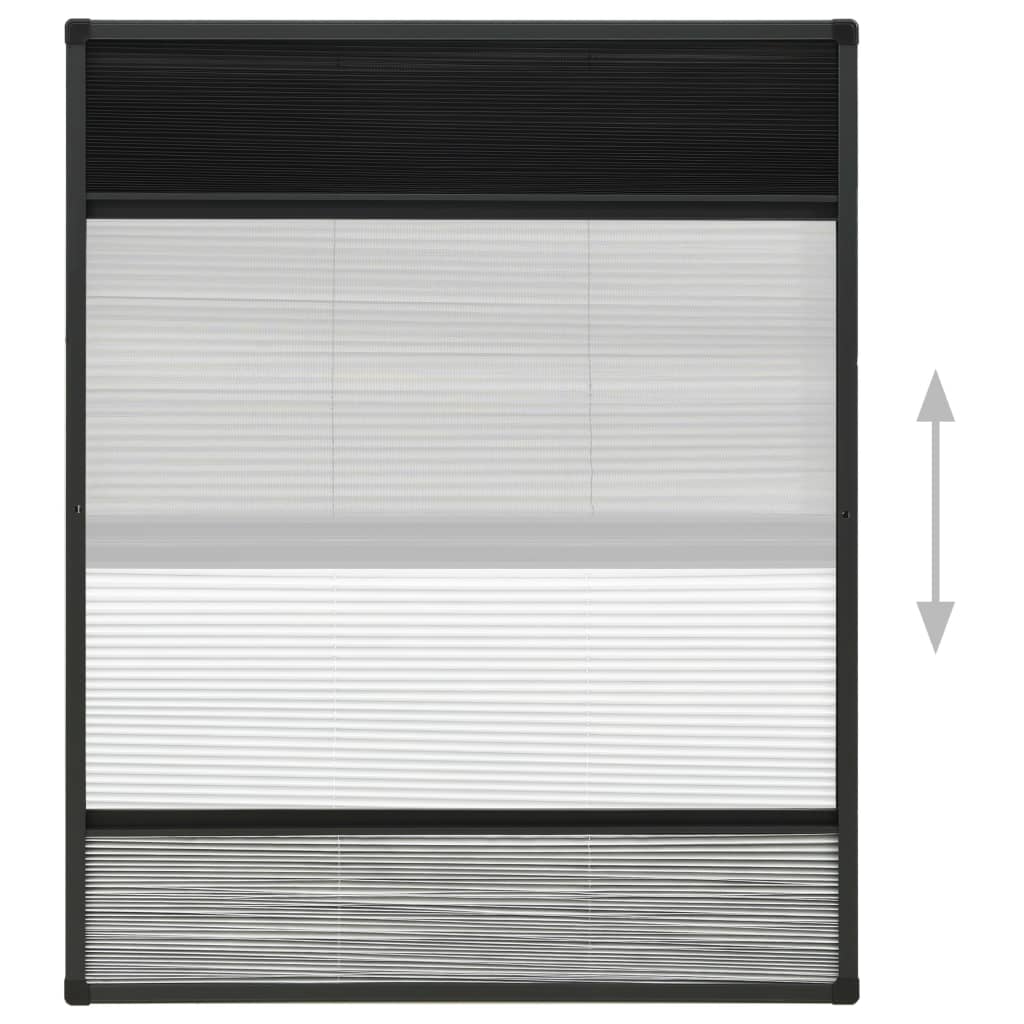 Pleated insect net for the window, aluminum, 80 x 100 cm with blind