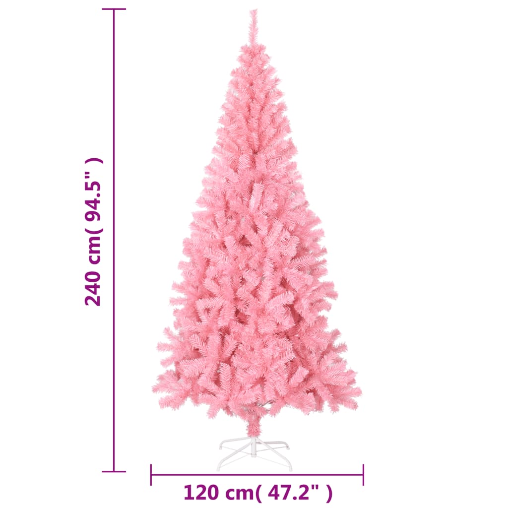 Artificial fir tree with base, pink, 240 cm, PVC