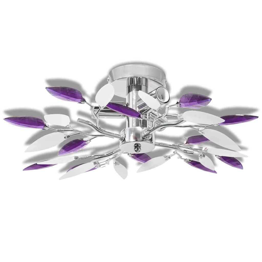 White and purple acrylic crystal ceiling lamp with domes 3 pcs