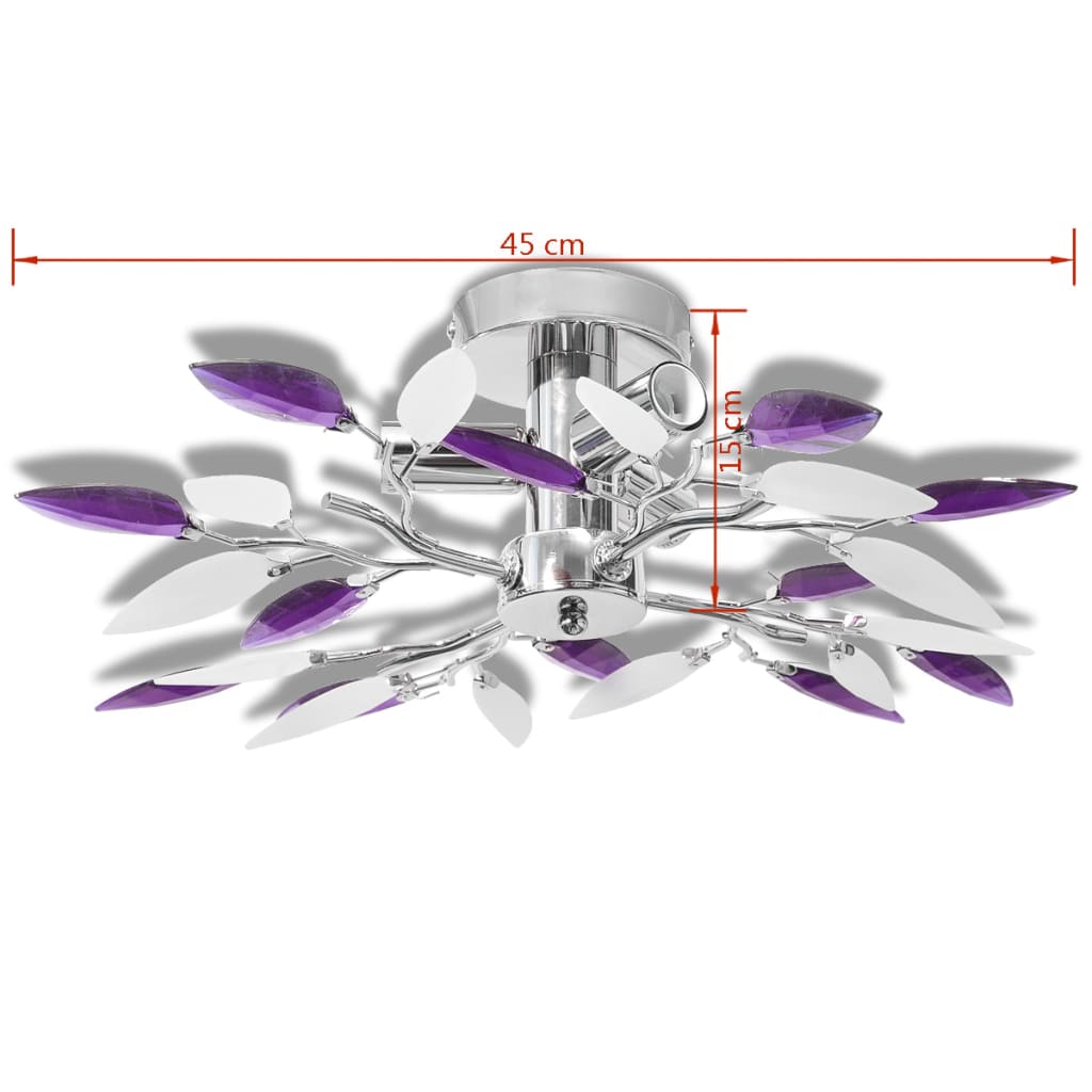 White and purple acrylic crystal ceiling lamp with domes 3 pcs