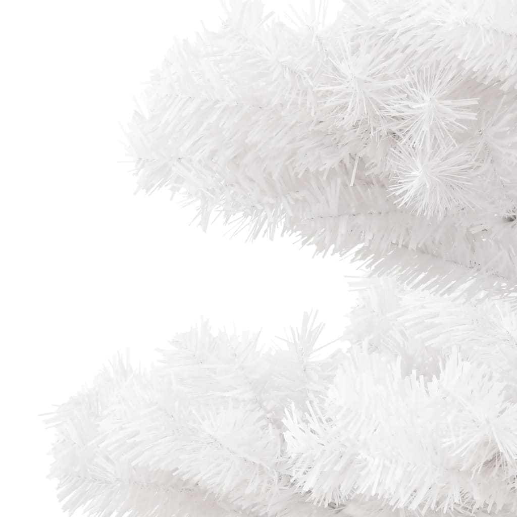 Spiral lighted artificial spruce with pot, white, 120 cm, PVC