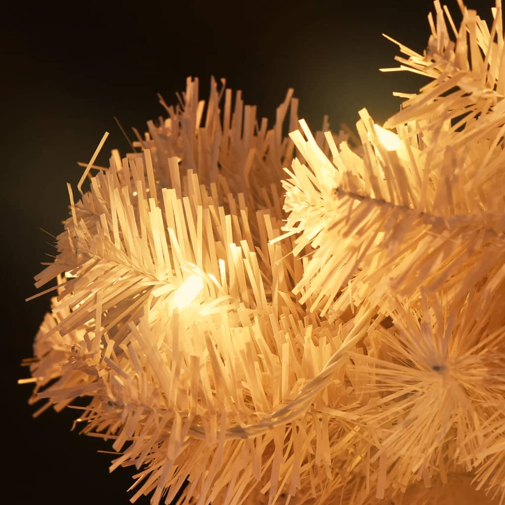 Spiral lighted artificial spruce with pot, white, 120 cm, PVC