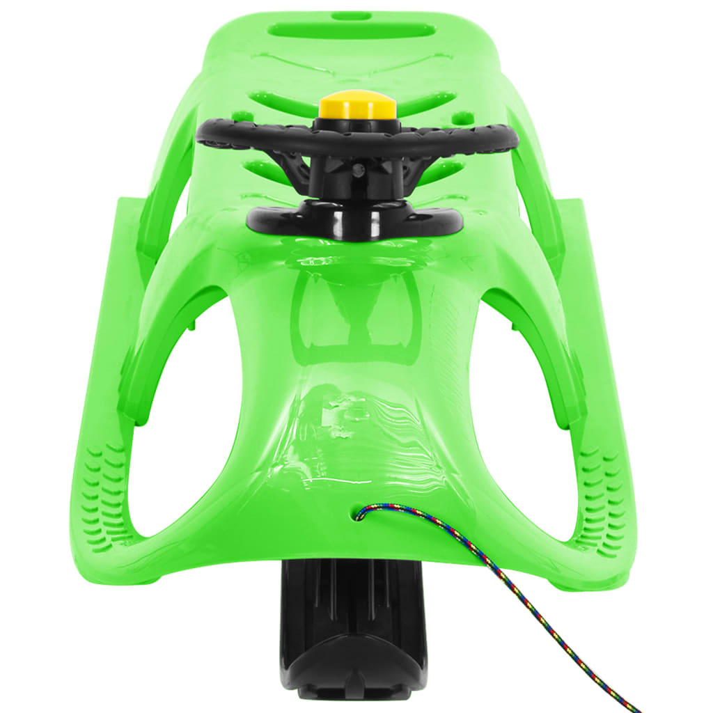 Sled with steering wheel, green, 102.5 x 40 x 23 cm, polypropylene