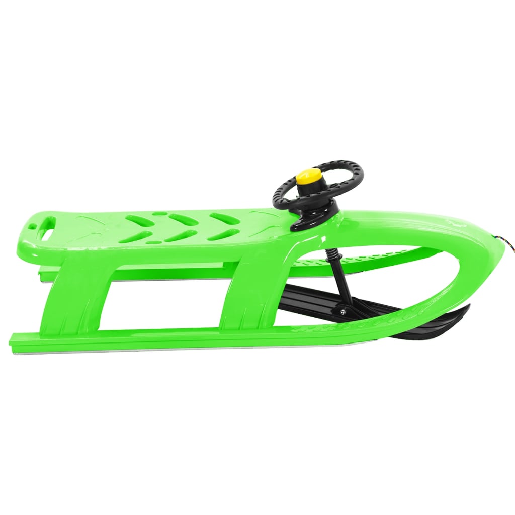 Sled with steering wheel, green, 102.5 x 40 x 23 cm, polypropylene