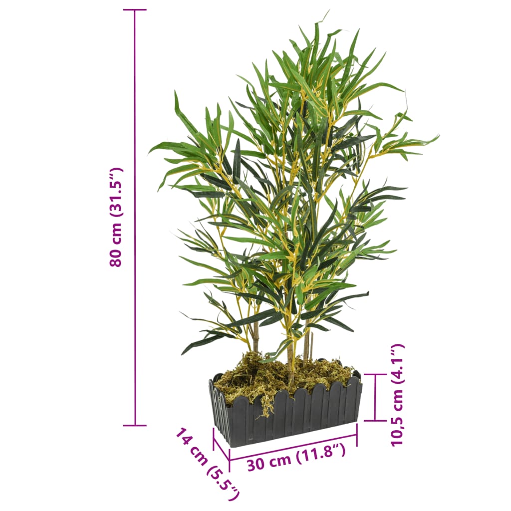 Artificial bamboo, with 368 leaves, 80 cm, green