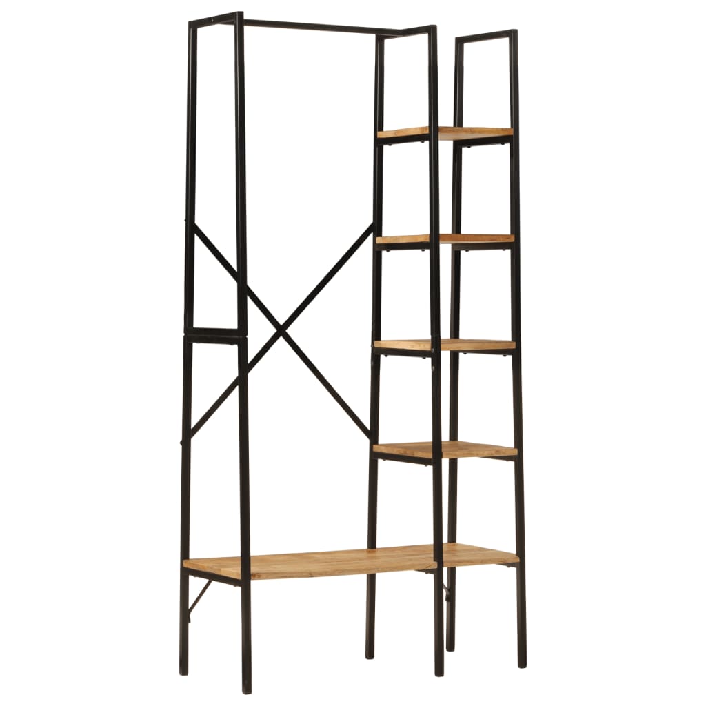 Clothes rack with shelves, 90 x 40 x 190 cm, mango wood and iron
