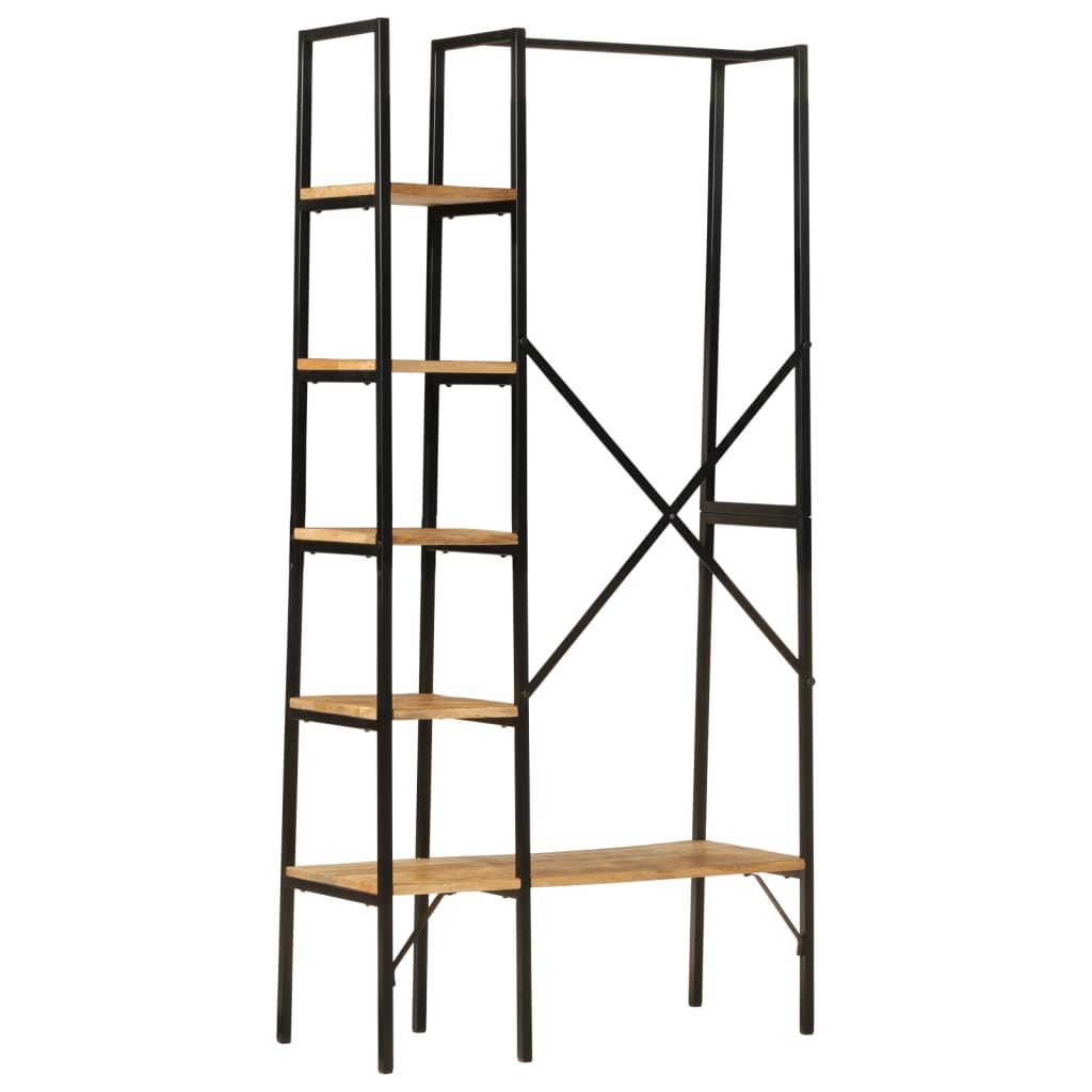 Clothes rack with shelves, 90 x 40 x 190 cm, mango wood and iron