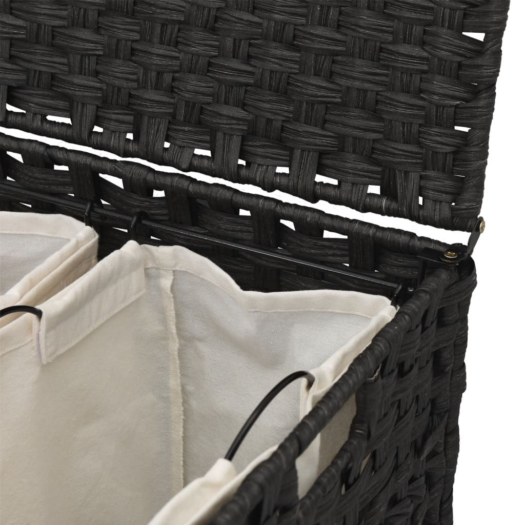 Laundry basket with wheels, black, 66 x 35 x 60 cm, rattan