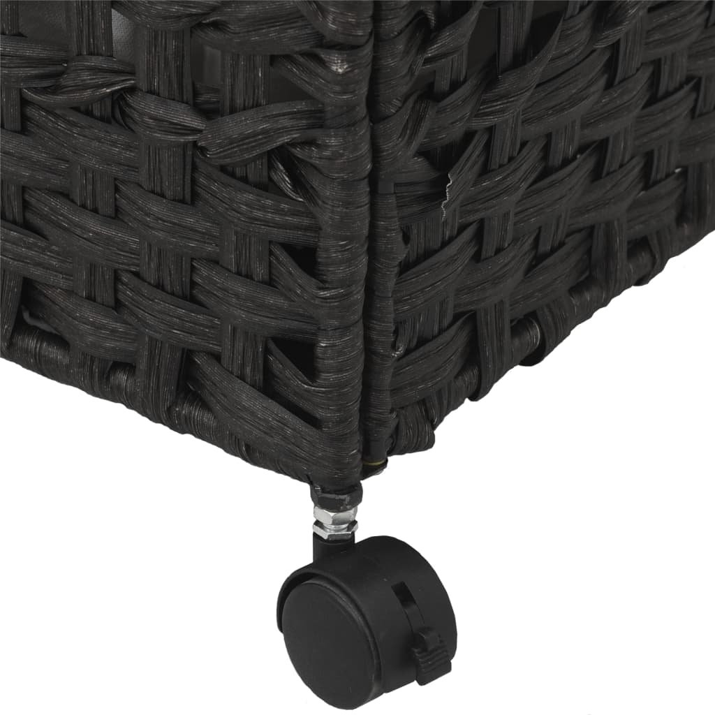 Laundry basket with wheels, black, 66 x 35 x 60 cm, rattan