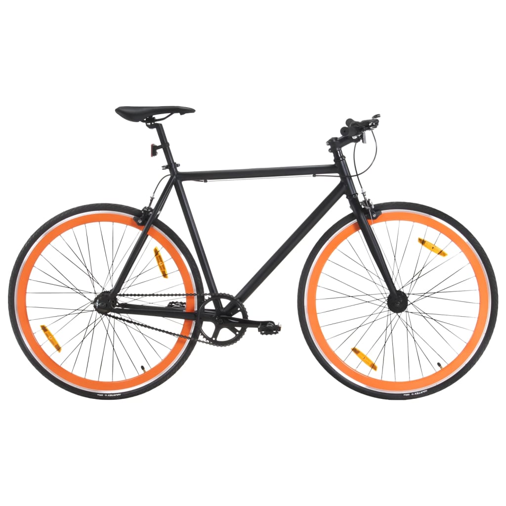 Single speed bicycle, black and orange, 700C 51 cm