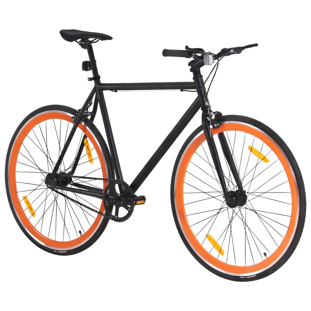 Single speed bicycle, black and orange, 700C 51 cm