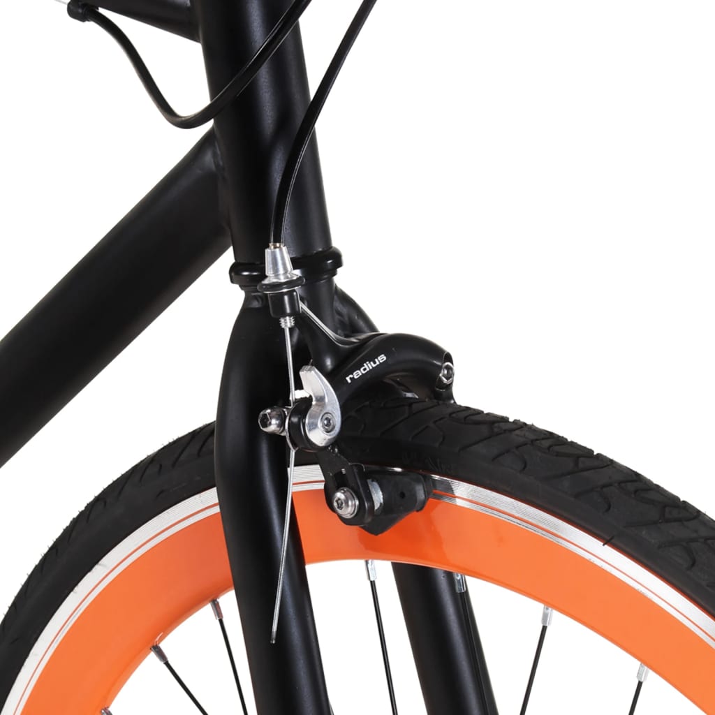 Single speed bicycle, black and orange, 700C 51 cm