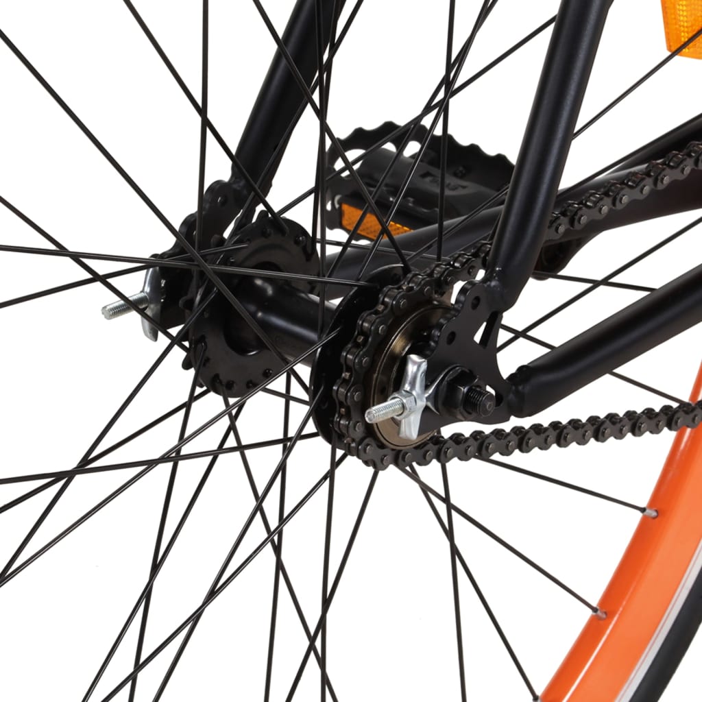 Single speed bicycle, black and orange, 700C 51 cm