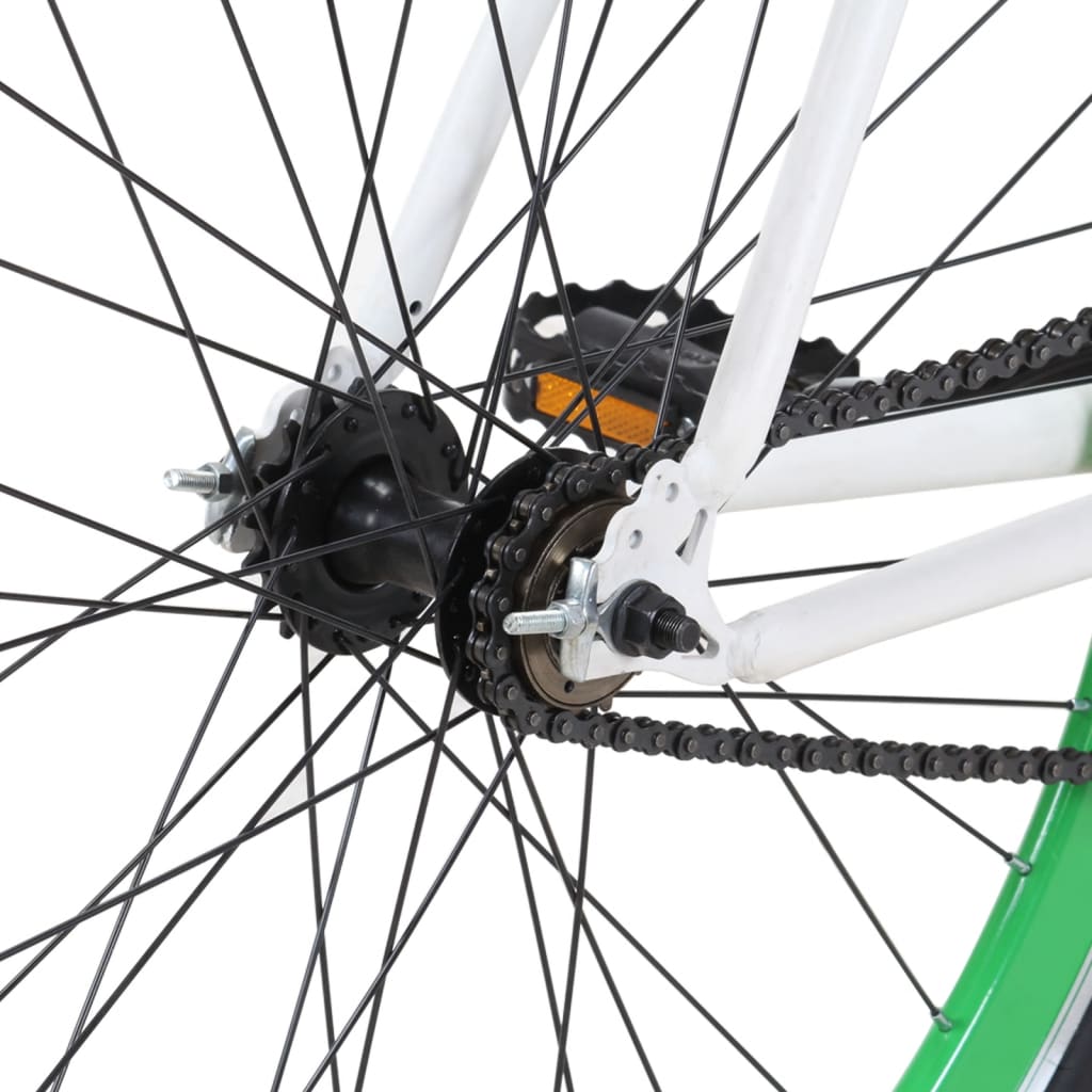 Single speed bicycle, white and green, 700C 51 cm