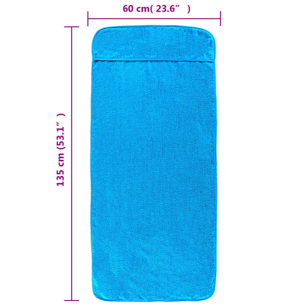 Beach towels 6 pcs, turquoise, 60 x 135 cm, fabric, 400 GSM