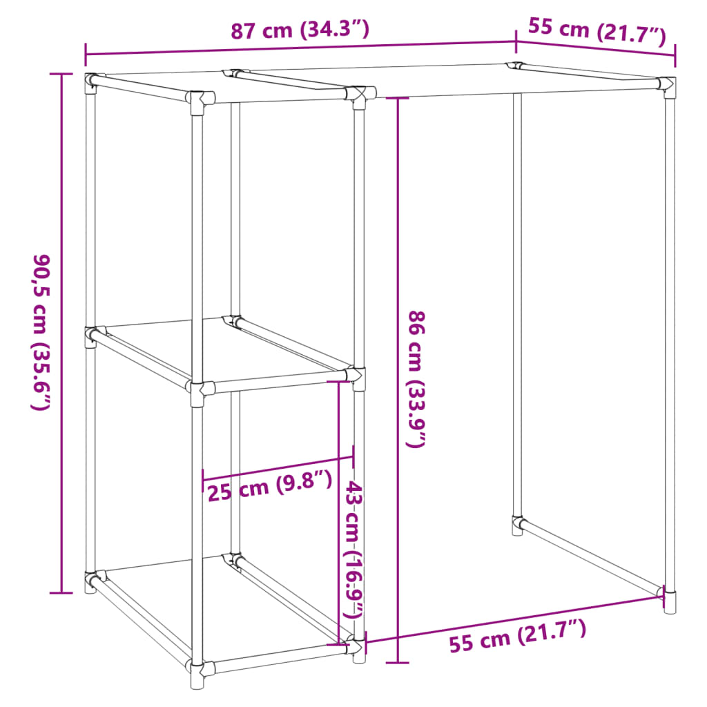 Shelf above the washing machine, grey, 87 x 55 x 90.5 cm, iron