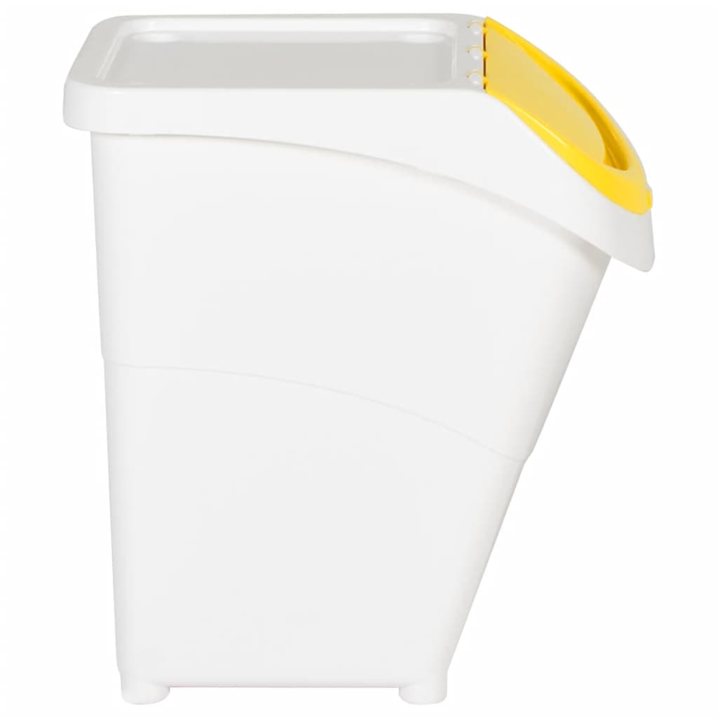 Stackable trash cans with lids 3 pcs., white, PP, 120 l