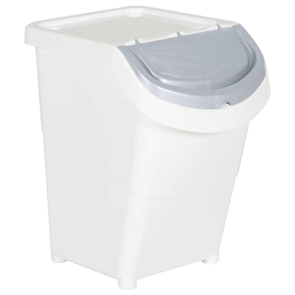 Stackable trash cans with lids 3 pcs., white, PP, 120 l