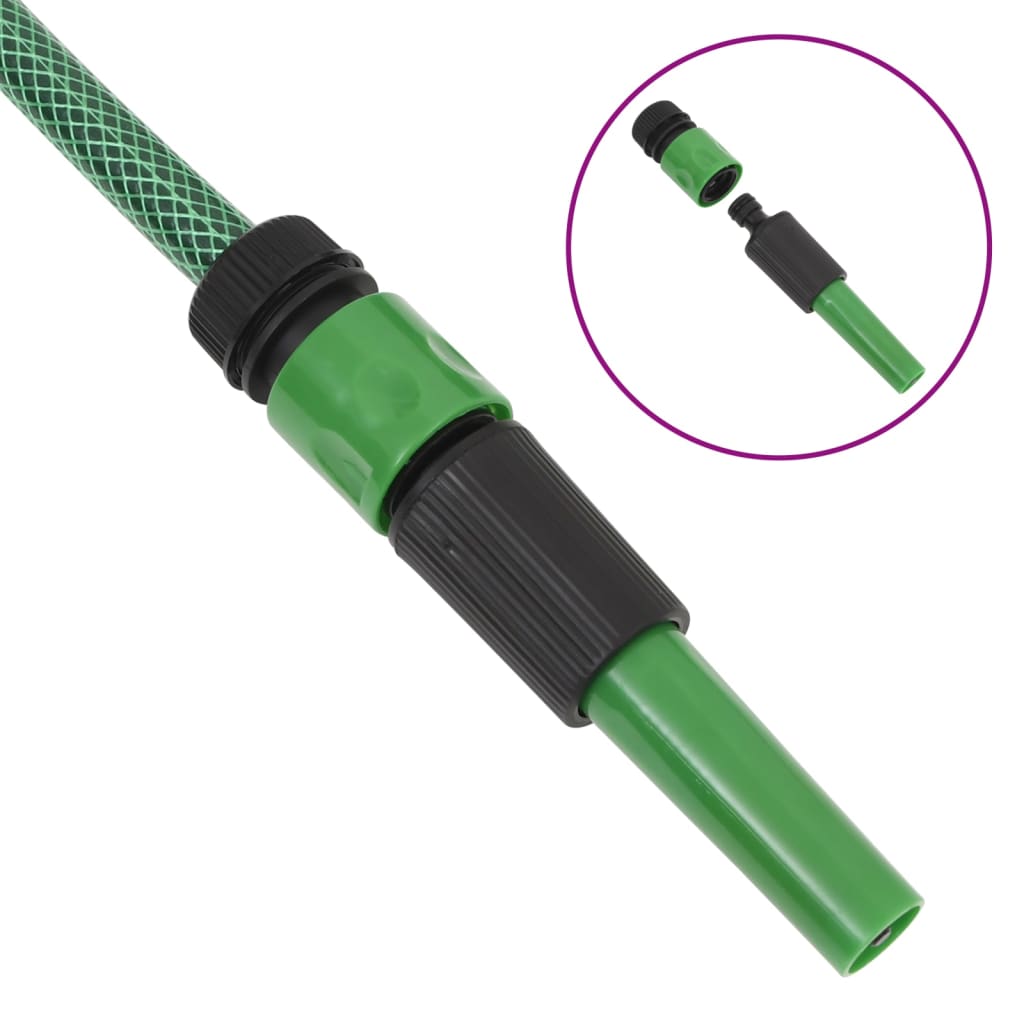 Garden hose with fixing kit, green, 0.75 10 m PVC