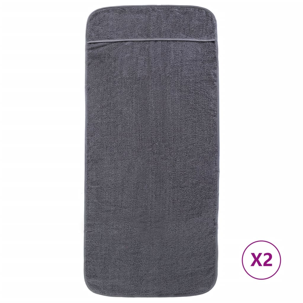 Beach towels 2 pcs, anthracite gray, 60 x 135 cm, fabric, 400 GSM