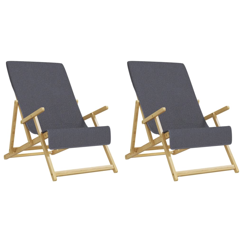 Beach towels 2 pcs, anthracite gray, 60 x 135 cm, fabric, 400 GSM