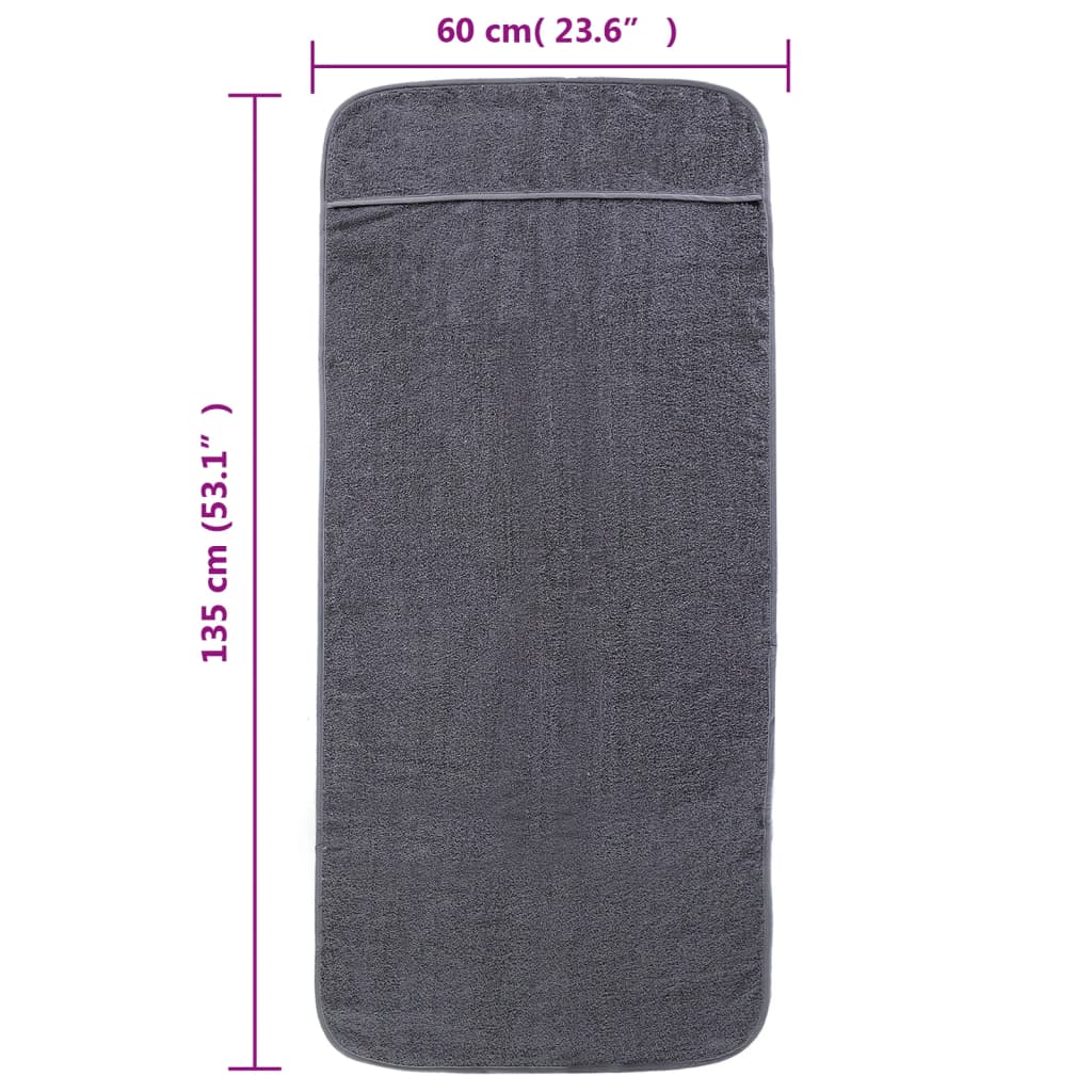 Beach towels 2 pcs, anthracite gray, 60 x 135 cm, fabric, 400 GSM