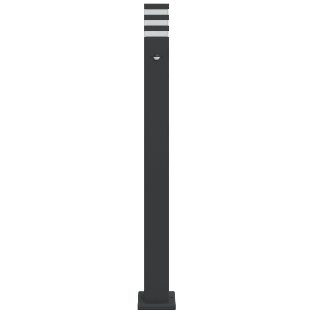 Garden lamp post with sensor, black, 110 cm, aluminum