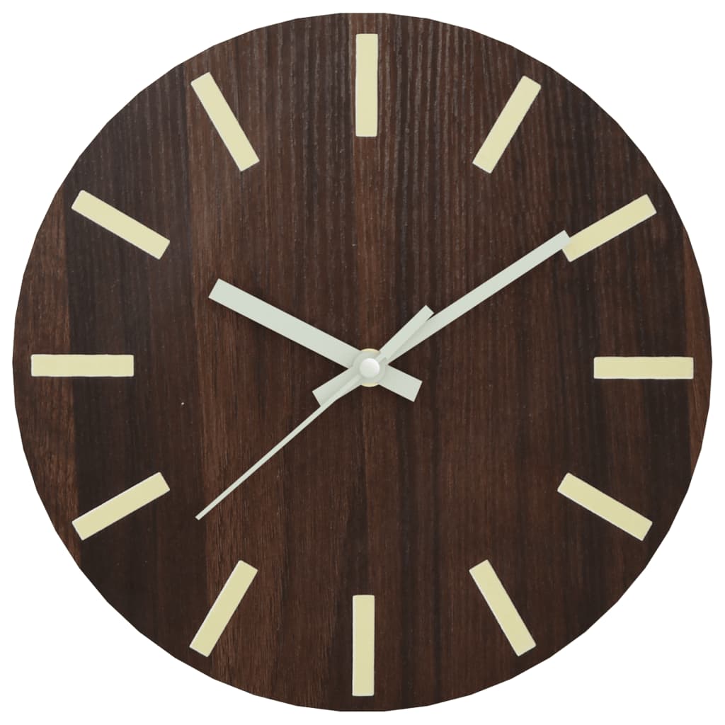 Wall clock with luminous scale and pointers, brown Ø30 cm