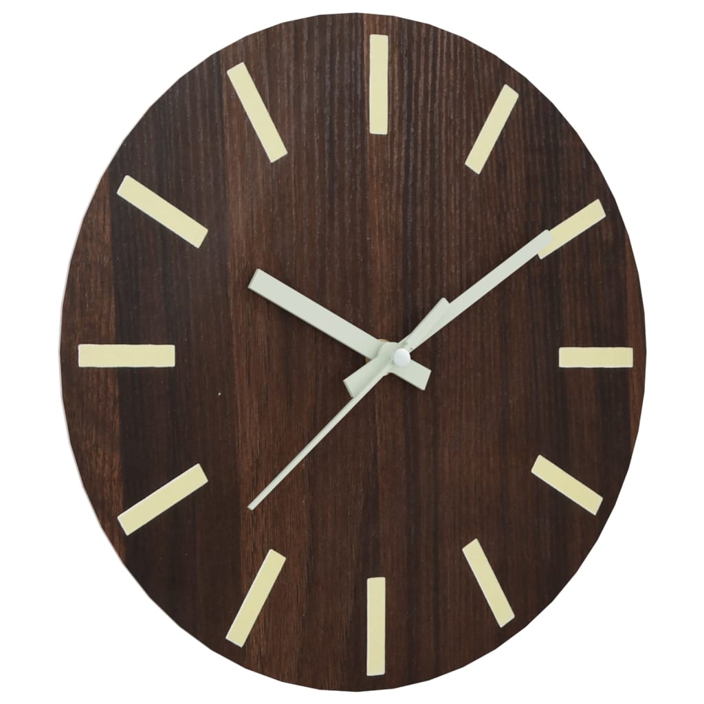 Wall clock with luminous scale and pointers, brown Ø30 cm