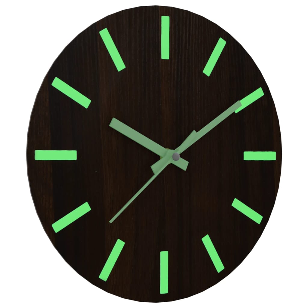 Wall clock with luminous scale and pointers, brown Ø30 cm