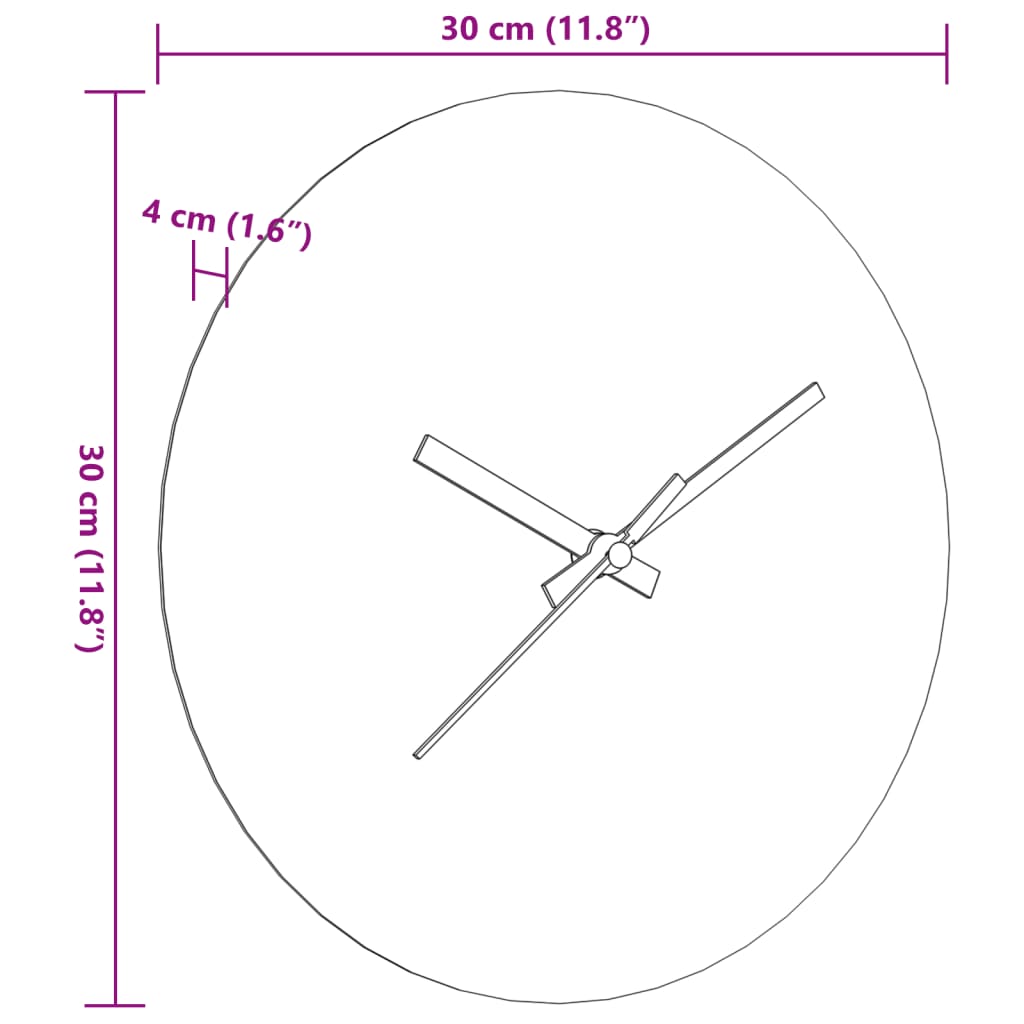 Wall clock with luminous scale and pointers, brown Ø30 cm