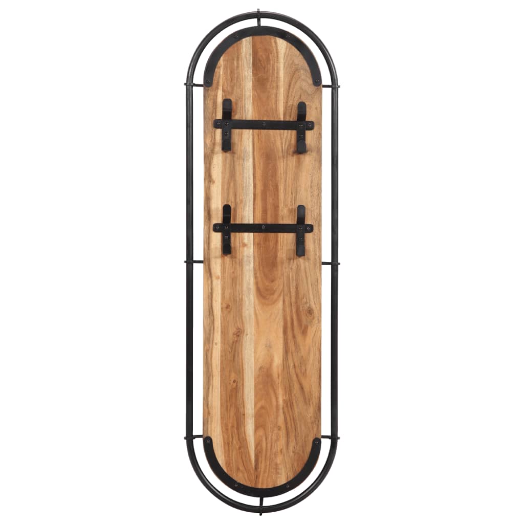 Wall-mounted clothes rack with 4 hooks, 2 pcs., acacia wood