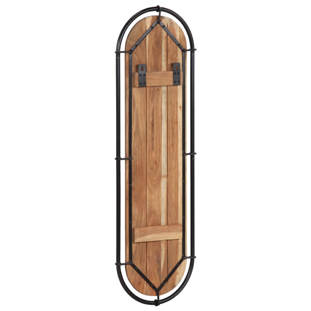 Wall-mounted clothes rack with 4 hooks, 2 pcs., acacia wood