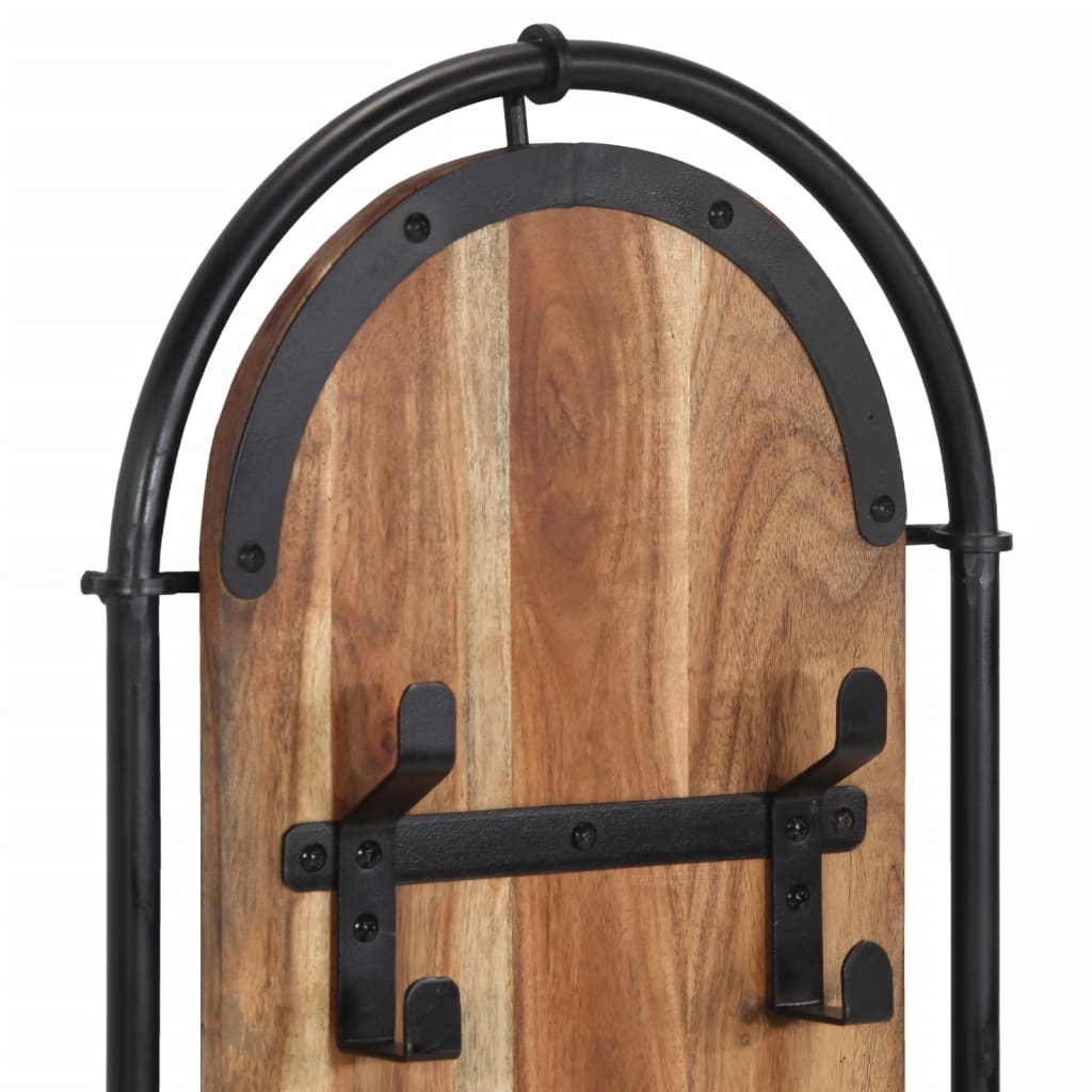 Wall-mounted clothes rack with 4 hooks, 2 pcs., acacia wood