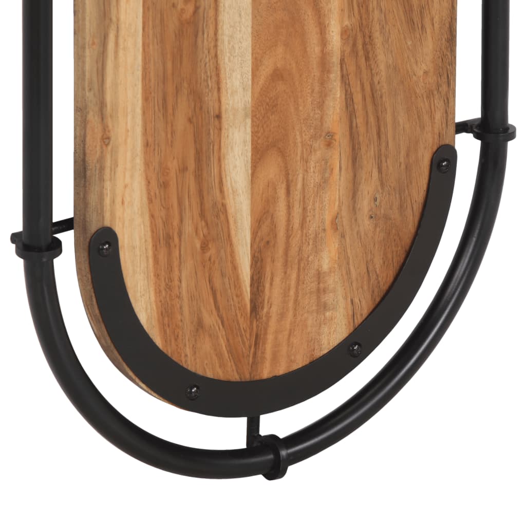 Wall-mounted clothes rack with 4 hooks, 2 pcs., acacia wood