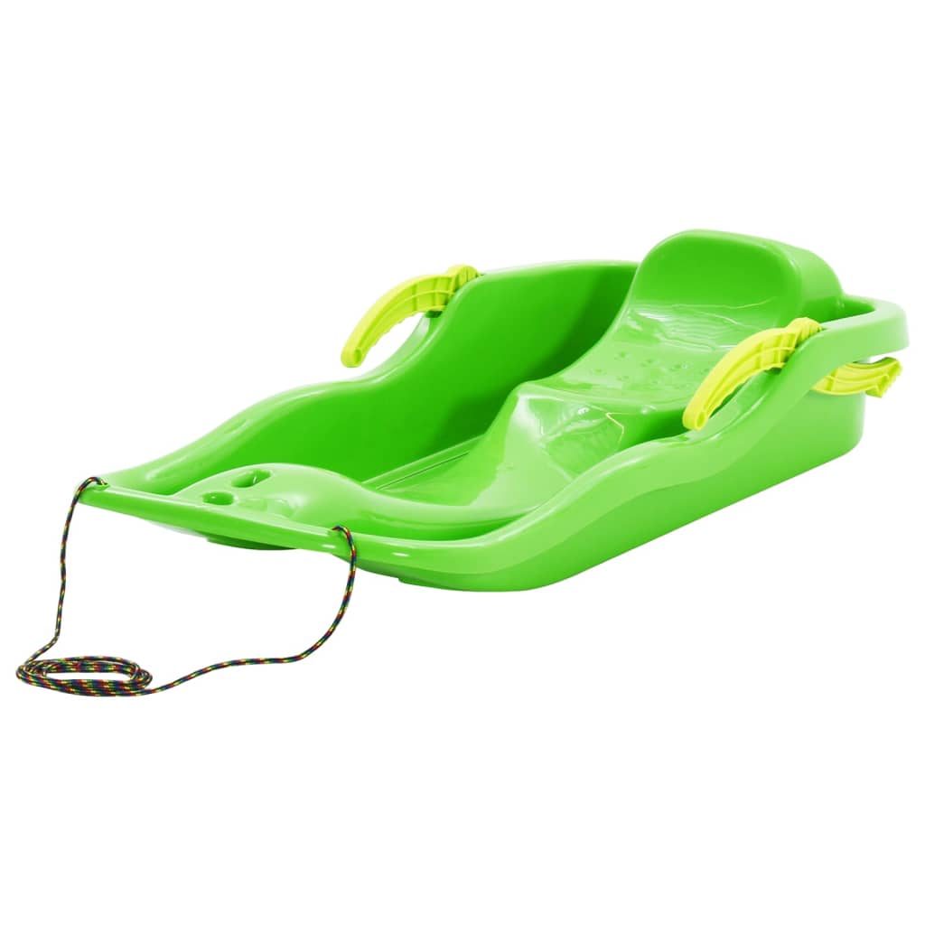 Sled with brakes, green, 87 x 40 x 18 cm, polypropylene