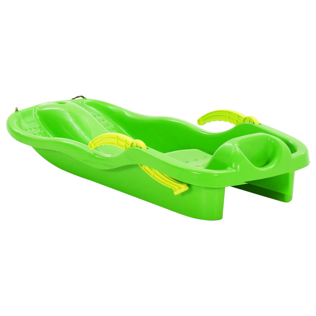 Sled with brakes, green, 87 x 40 x 18 cm, polypropylene