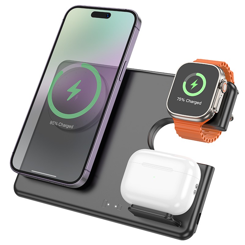 Wireless charger Hoco CQ1 (Apple) 3-in-1 black