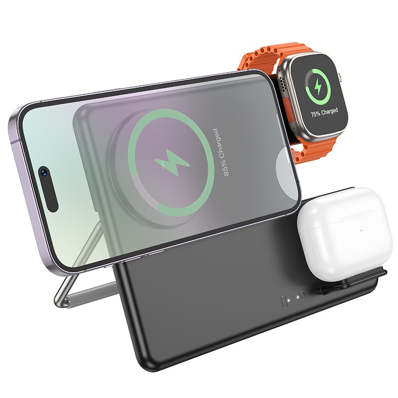 Wireless charger Hoco CQ1 (Apple) 3-in-1 black