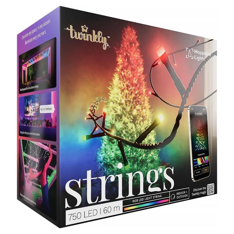 Twinkly Strings 750 (Multicolor edition), 750 LED, 60 m, black - Smart Christmas lights
