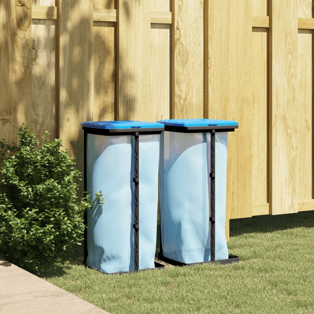 Garbage bag holders 2 pcs, black and blue, 60 l, PP