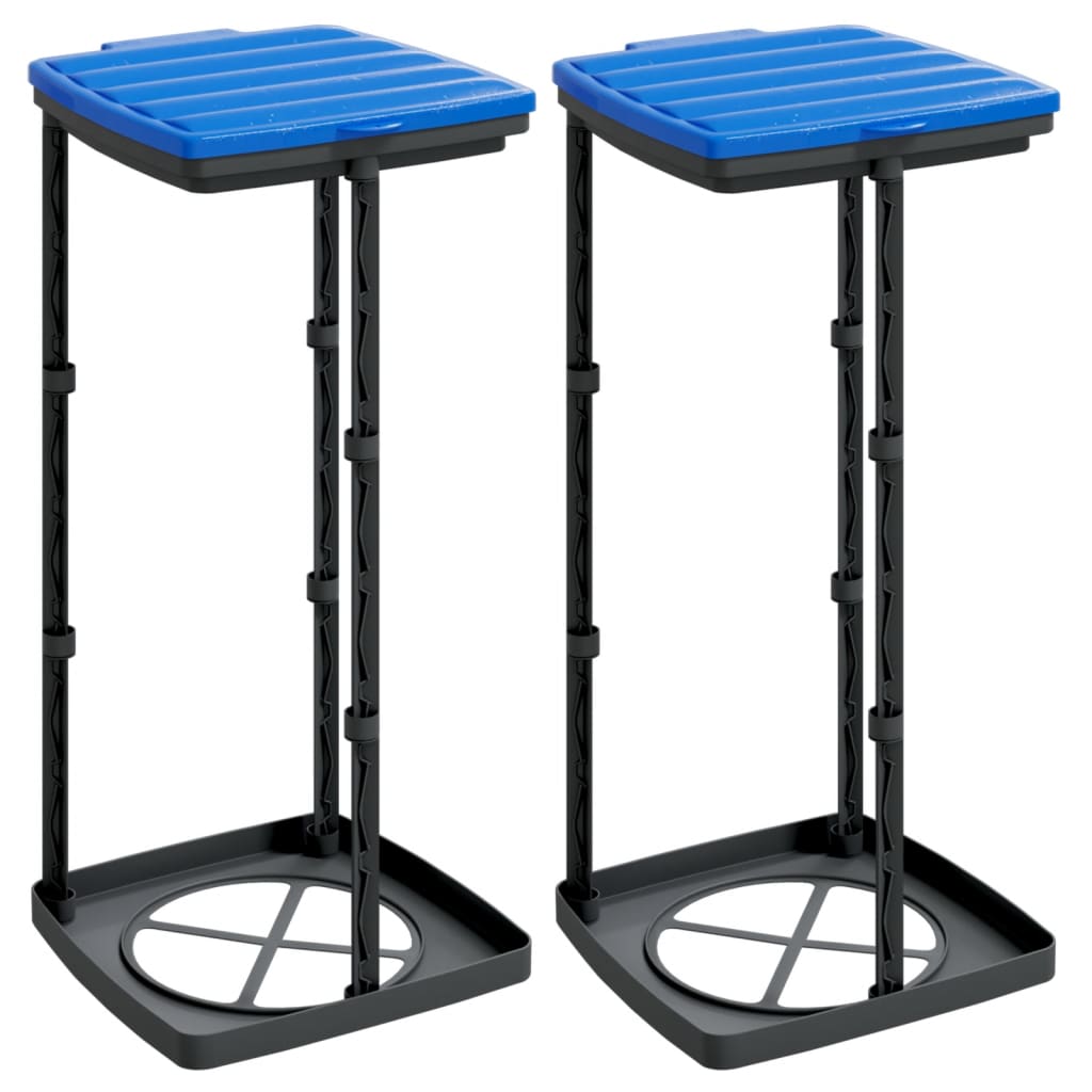 Garbage bag holders 2 pcs, black and blue, 60 l, PP