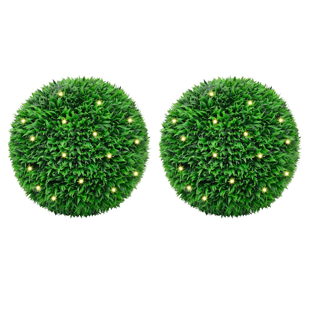 Artificial boxwood balls with LED lights 2 pcs Green 55 cm