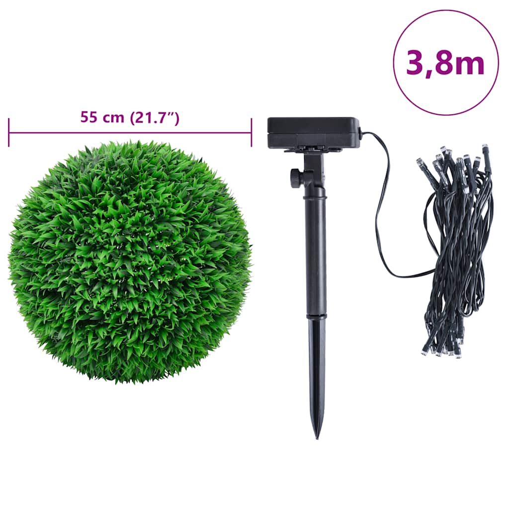 Artificial boxwood balls with LED lights 2 pcs Green 55 cm