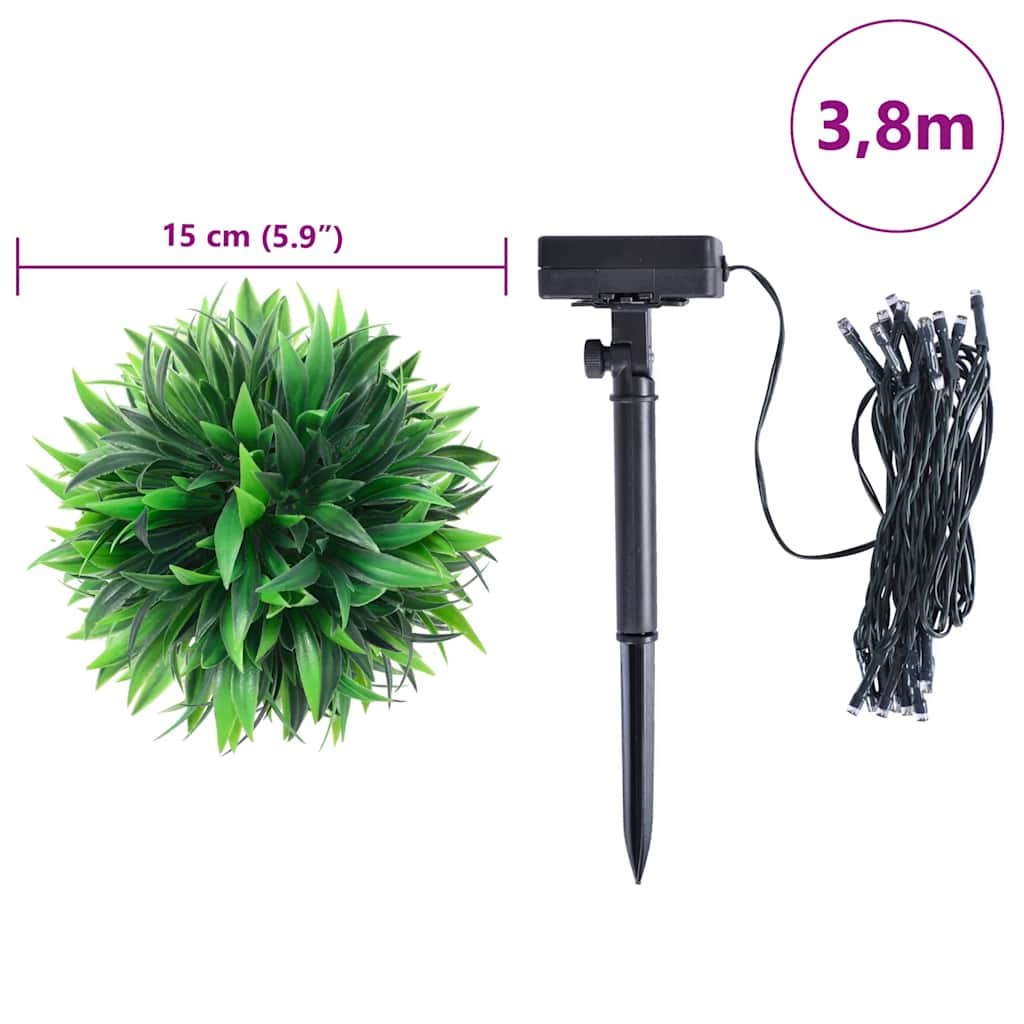 Artificial boxwood balls with LED lights 4 pcs Green 15 cm