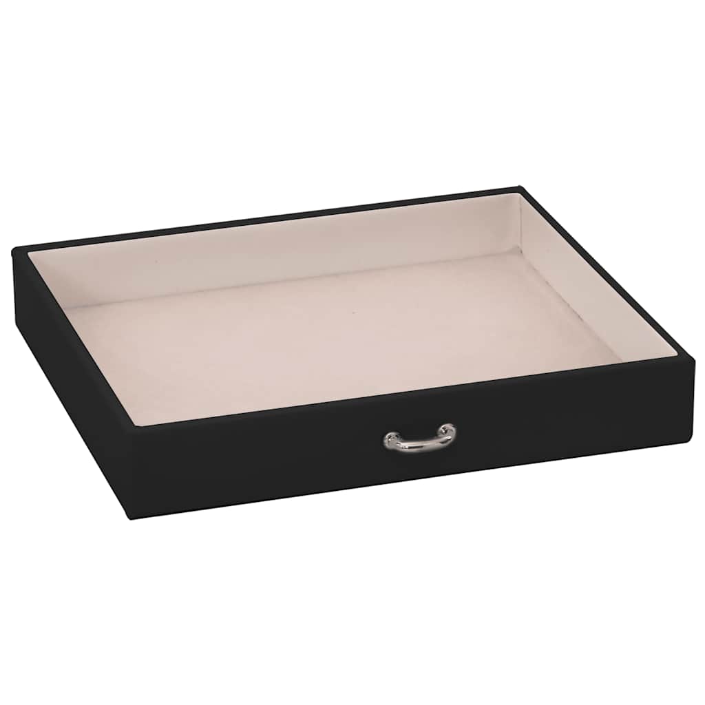 Jewelry box 4-layer with mirror, lockable, black, 22.5x17.5x16.5 cm
