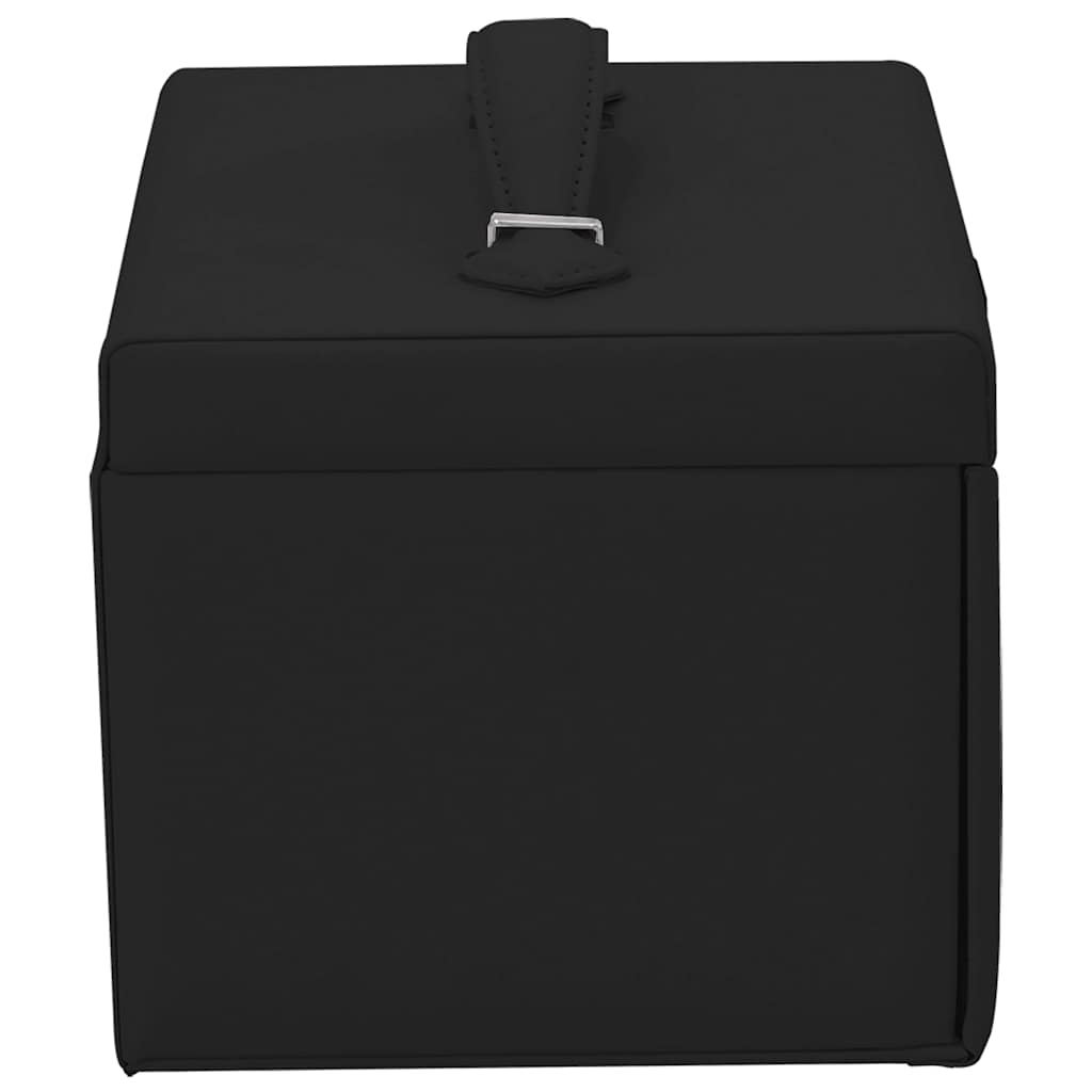 Jewelry box 4-layer with mirror, lockable, black, 22.5x17.5x16.5 cm
